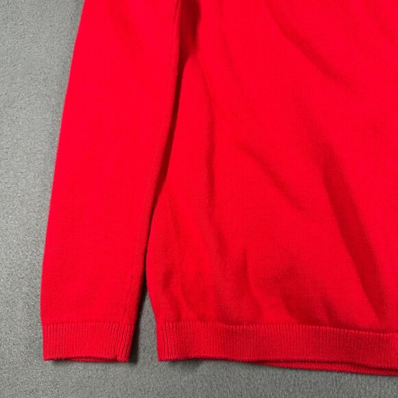 Talbots Sweater Womens Small Red Cashmere Blend Textured Yoke Knit Crewneck - Picture 4 of 8